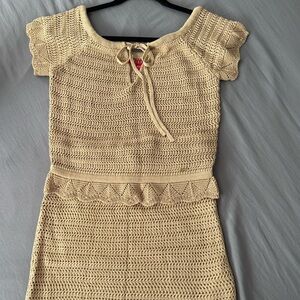 Guess Crotchet Knit Top and Matching Skirt